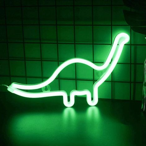 Veilleuse murale dinosaure à LED vert néon (1/5)