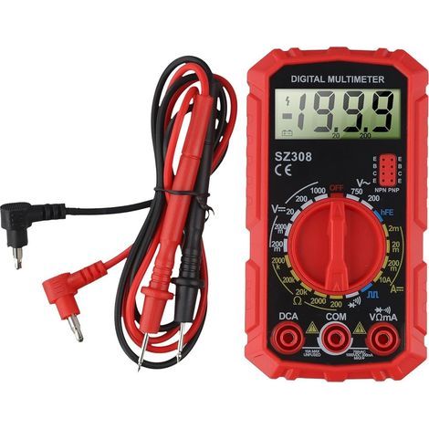 Multimetro digitale SZ308 con display LCD retroilluminato e impugnatura antiscivolo concava per una maggiore sicurezza e facilità d'uso (borsa rossa) (1/5)