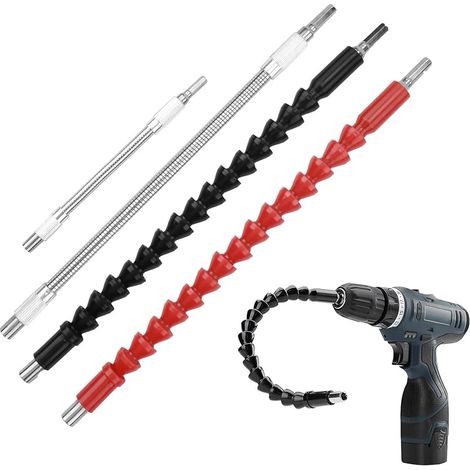 4 Pièces Extensions de Tournevis Flexibles, Rallonges de Foret avec Renvoi d'Angle, Kit d'Extension d'Angle Flexible Compatible avec Perceuses et Visseuses,Rallonge Flexible pour Perceuse Tournevis