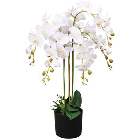 Orchidée artificielle avec pot 75 cm blanche (1/2)