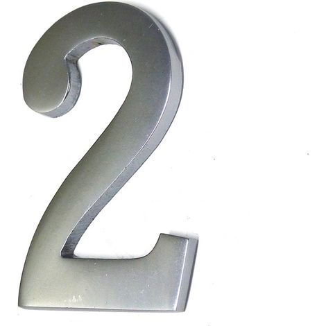 Numero 2 EDM con fissaggio invisibile in nichel opaco da 10 cm