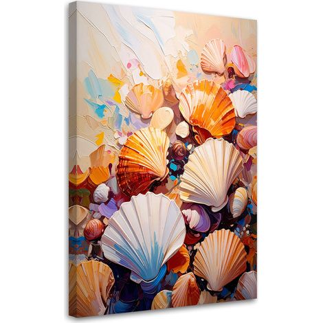 Quadro su tela, Conchiglie colorate sulla spiaggia - 40x60 (1/2)
