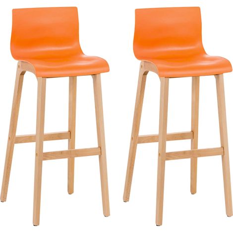 Réglez 2 tabourets Hoover avec cadre en bois naturel à 4 pattes (1/5)