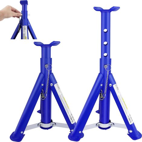 Pack-2 Heavy Duty Axle Jack Stands 3 Tonne Load Capacity, 4 Stages Height Adjustment 290mm to 408mm, for Car Lifting Repair, Easy to Fold (1/4)