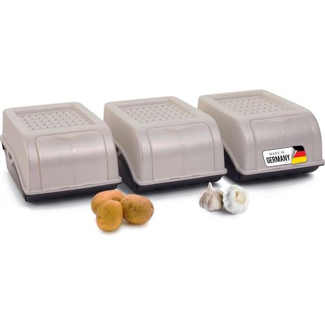Boîte de rangement pommes de terre 3x3,5L blanc nacré empilable