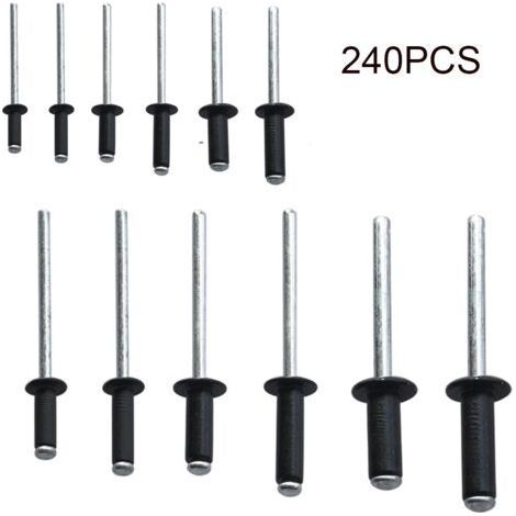 240pcs Aluminum Blind Rivets, 3.2-16mm, for Metal and Furniture, Navy Blue (1/5)