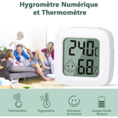 2Pcs Mini Thermomètre Hygromètre Digital À Haute Précision,Thermomètre Hygrometre Interieur,Avec Interrupteur,Transformab[u385] (1/4)