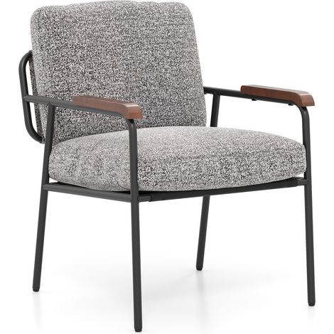 COSTWAY Accent Chair Living Room Chair with Wide Cushioned Seat-Gray (1/5)
