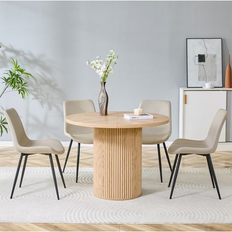 Runder Tisch- und Stuhlset, 100 cm, MDF, 4 Plätze, OKMYHOME (1/5)