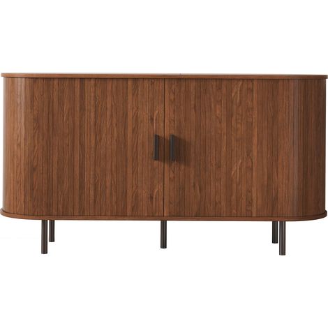 Sideboard mit Schiebetüren und geriffelten Details 140 x 40 x 75 cm Nussbaum (1/5)