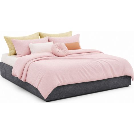 CHICFURN Cadre de lit gris 160 200 cm en tissu hollandais au design géométrique (1/5)