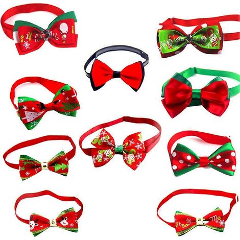 20 collares rojos con pajarita para mascotas con temática navideña para perros y gatos. (1/5)
