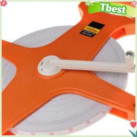 Tbest Ruban à mesurer en bobine Ruban à mesurer à manivelle avec pointe, cadre en plastique Portable, mercerie ourlet 100 mètres (1/4)