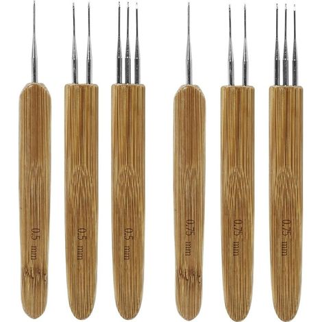 6-Piece Dreadlock Crochet Hook Set (0.5mm and 0.75mm), Crochet Needles, Crochet Locks for Dreadlocks, Crochet Locks for Hair, Make Strong and Good Crochet Locks for a Start (1/5)