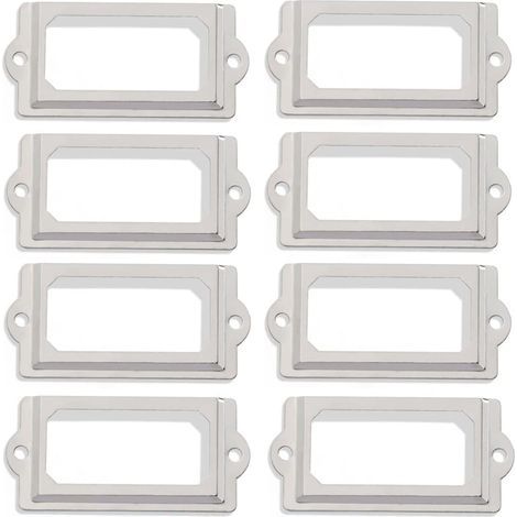 Metal business card frame, cabinet drawer label holder, 8 pieces (silver) (1/5)