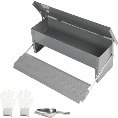 Wolketon Mangiatoia galline 5 kg a pedale, acciaio zincato, kit con guanti e paletta per riempimento (1/5)