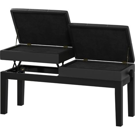 Verstellbare Klavierbank mit Stauraum aus schwarzem Kunstleder 105x37x48-58 cm MODENUIT (1/5)