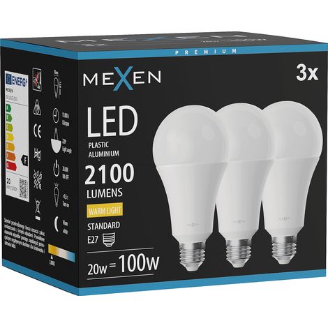 Mexen Nova 3x Ampoule LED E27, A70, 20W, Chaude - 3000K, 2100 lm - L100-E27-2030-01x03 (1/3)