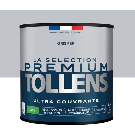 Tollens - Peinture intérieure couleurs - La Sélection Premium Satin - Ultra Couvrante - Gris Fer 0,5 L - 6m²