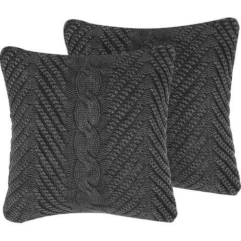 Conjunto de cojines decorativos de punto grises 45 x 45 cm crochet boho retro Konni