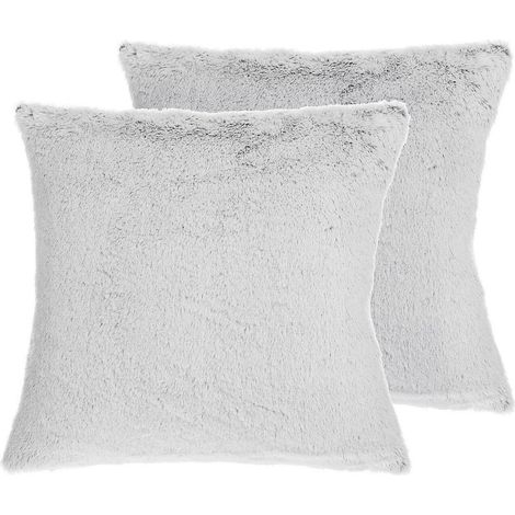 Dekokissen 2er Set CLEMATIS Webpelz 45 x 45 cm Hellgrau Ohne Muster