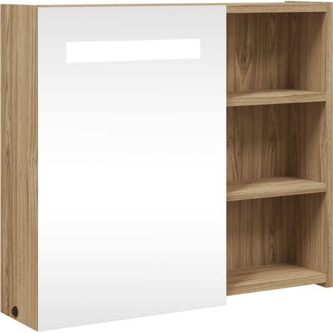 Meubles de Rangement,Armoire de salle de bain à miroir avec LED chêne 60x13x52 cm CFW524133 (1/5)
