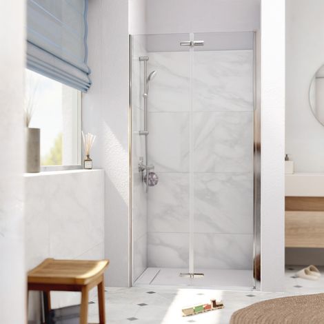 Swiss Aqua Technologies SK Faltbare Duschtür 90x196cm Antikalk mit Profil Chrom glänzend (SATSK90NIKA)