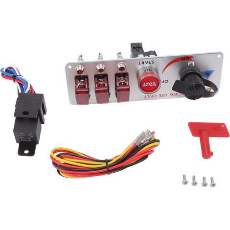 Acouto Panneau D'interrupteur D'allumage à Bascule à LED 12V, Bouton de Démarrage Multifonctionnel pour la Voiture de Course, Camion RV (rouge). (1/5)