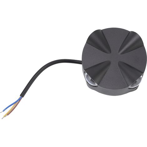 Applique murale circulaire LED en aluminium noir de style industriel, pour intérieur et extérieur, idéale pour une cour ou un meuble (4 W). (1/5)