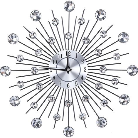 Horloge Murale Fleur Métallique Argentée Brillante pour Salon Bureau (1/5)
