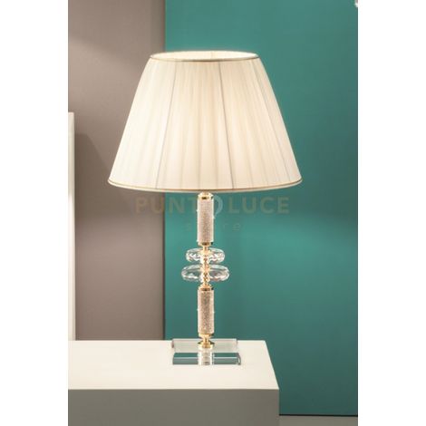 LUME GRANDE DIDO 1 LUCE CRISTALLO E ORO ATTACCO E27 D.40CM