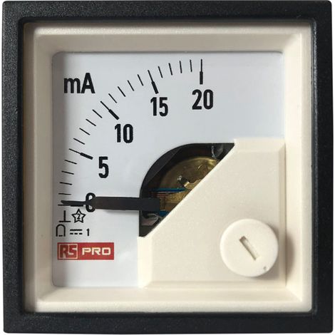 Ampèremètre analogique de panneau V c.c. RS PRO, Echelle 20 (Input)mA, 48mm x 48mm ( Prix pour 1 ) (1/3)