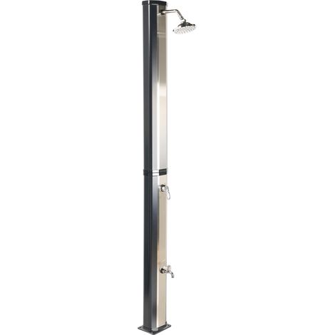 Ducha solar independiente de exterior PVC con energía solar negro Tuxpam