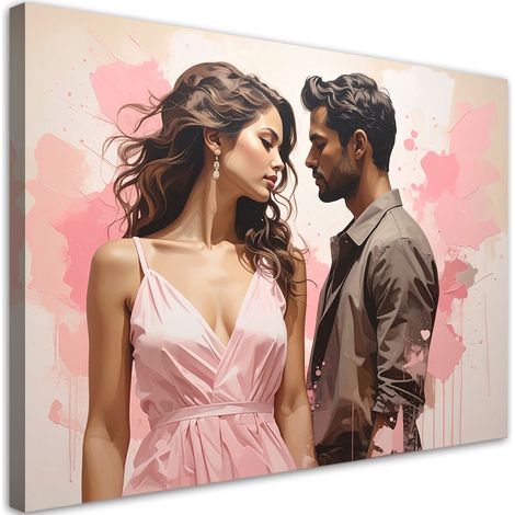 Leinwandbild Elegantes Paar auf pastellrosa Hintergrund 30x20 (1/5)