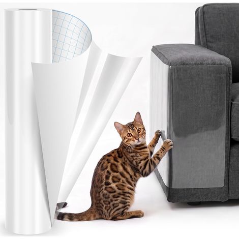 Protection Canapé Chat Anti Griffe 3M x 20CM, Anti Griffe Chat Canapé 0,12 mm d'Épaisseur, Avec Raclette, 100% Transparent, Facile À Couper, Adapté Aux Meubles, Portes, Canapés Et Tapis (1/5)