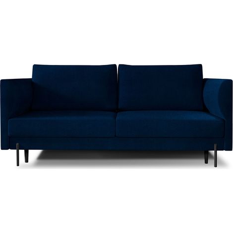 Canapé convertible en velours ROBBY – Rangement et pieds métal noir-Bleu pétrole (1/5)