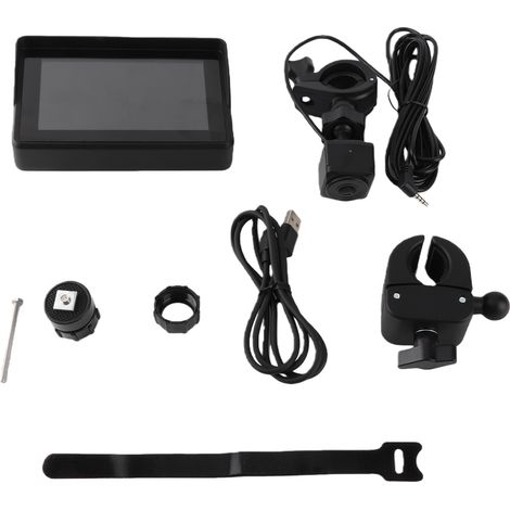 Rétroviseur de vélo sur guidon, caméra de recul 1080p avec moniteur 5", vision nocturne, grand angle de 110°, rotation à 360° pour vélos de montagne, vélos de route, grand carré (1/5)