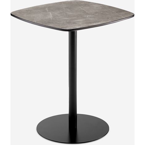 Tavolo da pranzo bar cucina ristorante 60x60x74cm effetto marmo nero Mikee