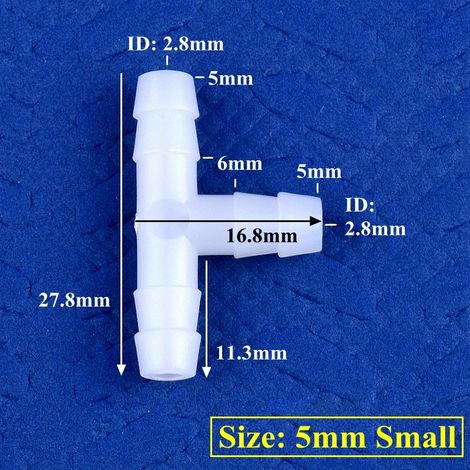 (5 mm Petit - 50 pièces) Raccord en T blanc en PE, adaptateur pour réservoir d'aquarium, tuyau de pompe à air, raccords Pagode, connecteurs de tuyau d'irrigation de jardin (1/5)