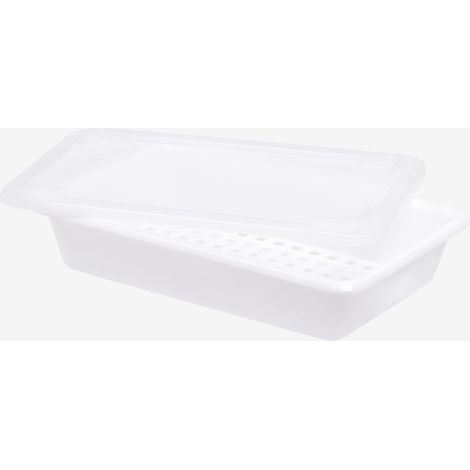 Bac Plat 2 Litres Blanc + Couvercle + Grille - Gilac (1/2)