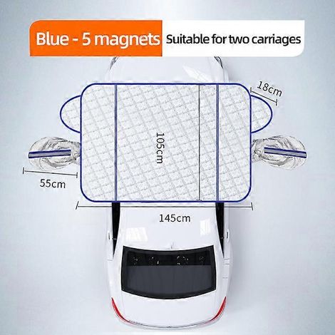 Housse de pare-brise avant de voiture, protection contre la neige, le gel et la poussière, protection contre la chaleur et le soleil, bleue pour voiture à hayon (1/5)
