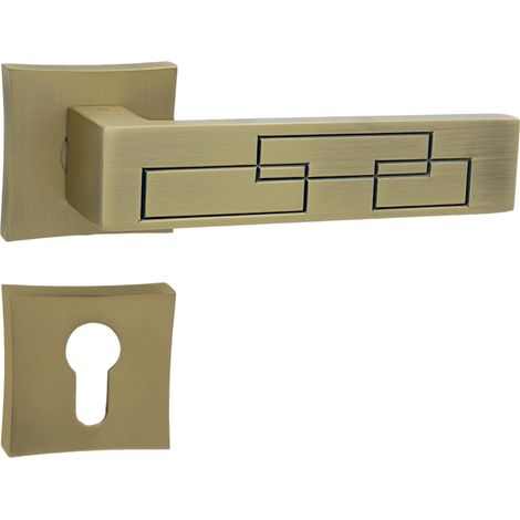 DOMINO Poignée de porte MAYA QR M3 Matt PZ Poignée avec plaque PZ pour cylindre profilé Bronze mat (1/5)