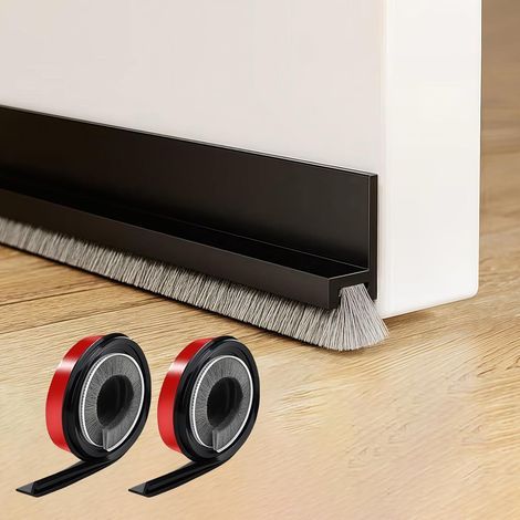 2 Pièces Auto-Adhésif Joint Brosse de Porte Noir, 100 × 3CM Joint Bas de Porte Brosse, Joint Brosse Isolation Phonique Porte Autocollante pour Poussière Thermique Froid Insecte (1/5)