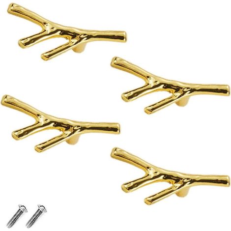 4er-Pack Vintage Schubladenknöpfe aus Zinklegierung für Schrank, Schublade, Landhaus, Chalet (Einzelloch, Gold) (1/5)