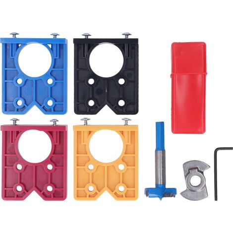 35-mm-Scharnierschablonen-Set (blau, rot, gelb, schwarz) mit Bohrschablone für Schranktüren