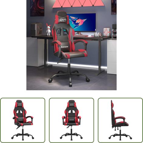 vidaXL Gamingstuhl Schwarz Rot - Gaming-Stuhl Schwarz und Rot Kunstleder (1/5)
