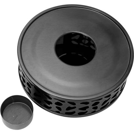 Plat chauffant - Chauffe-thé - Théière - Chauffe-théière en acier inoxydable - Pour réchauffer le café, les théières en verre - Plaque chauffante pour le thé - Réchaud avec bougie chauffe-plat - 15×5c (1/5)