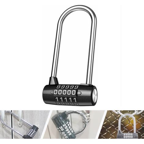 5-stelliges, zurücksetzbares Vorhängeschloss mit 11,8 cm langem Bügel, wasserdichtes, längliches Vorhängeschloss für Schule, Büro, Fitnessstudio