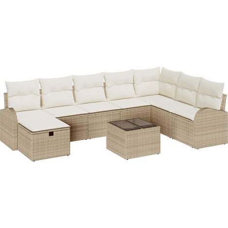 Maison Exclusive - Set di divani con cuscino beige e panna polyrattan