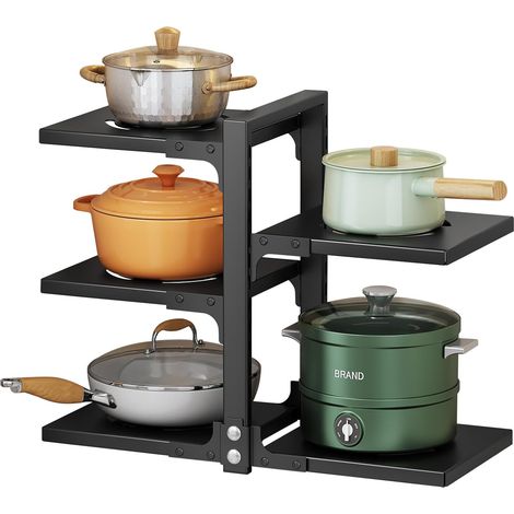 Organiseur de casseroles et poêles pour armoire, organiseur d'armoire de cuisine avec 5 niveaux réglables, étagère de casseroles robuste sous évier et rangement (1/5)